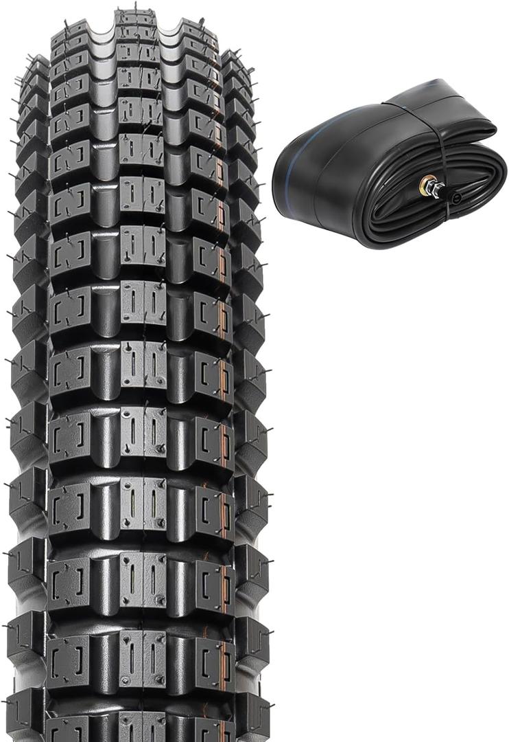 2.75-19 (70/100-19) 4PR TT 43P Dirt Bike Front/Rear Tire and Heavy Duty Inner Tube Compatible with 2.75-19 70/100-19 Off Road Pit Bike/Motorcycle Tires(P-2011)