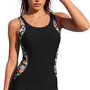 Zando Plus Size Swimsuit for Women 2026 One Piece Athletic Swimsuits for Water Aerobics Boyleg Racerback Bathing Suits for Pool Workout Chlorine Resistant Modest Swimwear for Water Fun Flower M