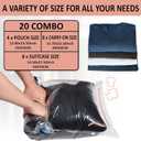 Cozy Essential Compression Bags for Travel - Travel Essentials - 20 Pack Space Saver Bags - No Vacuum Needed - Compression Packing Bags for Cruise Accessories