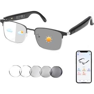 AI Translator Smart Glasses for Men Women, Bluetooth Audio Sunglasses with Photochromic Lenses, Photo Translation, No Subscription, Real-Time Translation(160+Languages) for Travel Business (Silver) AI Translator Smart Glasses for Men Women, Bluetooth Audio Sunglasses with Photochromic Lenses, Photo Translation, No Subscription, Real-Time Translation(160+Languages) for Travel Business (Silver)
