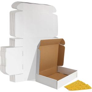 HORLIMER 13x10x3 inches Shipping Boxes Set of 25, White Corrugated Cardboard Box Literature Mailer