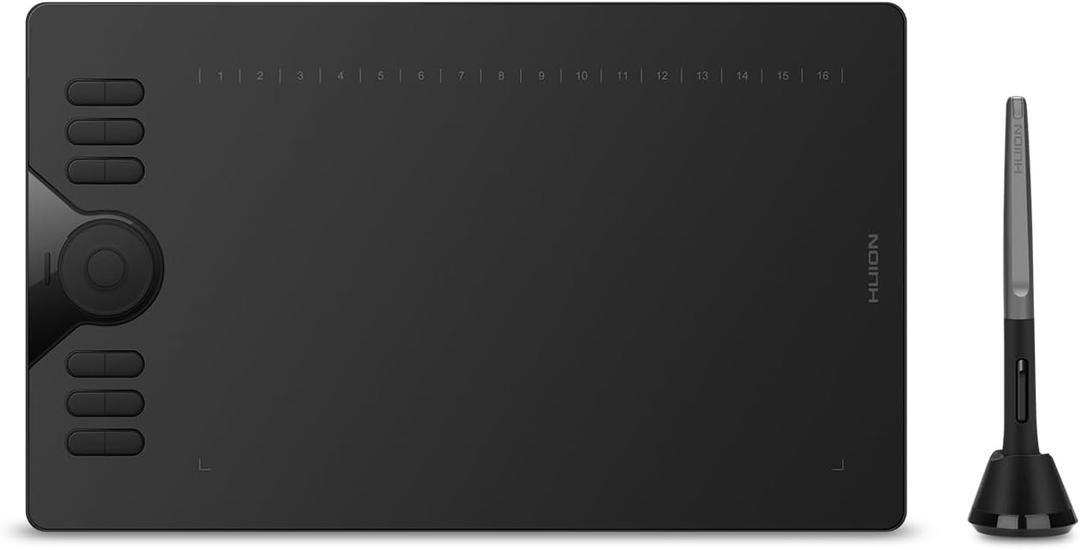 HUION Drawing Tablet HS610 Graphic Tablet with Battery-Free Stylus 8192 Pen Pressure Tilt Function, 10x6.25 Inches Digital Art for Animation & Design, Compatible with Windows/Mac/Android