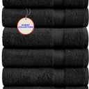 100% Cotton Bath Towels, 24x48 Pack of 6 Towels, Quick Dry, Highly Absorbent, Soft Feel Towel, Gym, Spa, Bathroom, Shower, Pool, Luxury Soft Towels (Black, 24x48-6 Pack)
