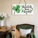 4 x OHOME St Patricks Day Decorations - Hanging Wooden Sign for Wall Home Door Birthday | Shamrock Decorations Wood Wreaths Irish St Patty's Day Accessories Party Favors - St. Patrick's Day Decor