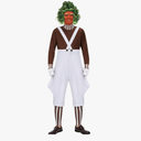 Mens Candy Chocolate Factory Worker Costume Shirt Jumpsuit Outfit with Gloves Leggings Adult Halloween Cosplay Props L