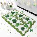 Dunzy St. Patrick's Day Shamrock Bathroom Rugs Lucky Shamrocks Decorative Doormat Soft Absorbent Non Slip Microfiber Clover Bath Rugs for Bathroom Indoor Home Decoration, 16 x 24 Inch