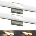 18 Inch Bathroom Vanity Light Fixtures with Night Light: Long Square Wall Mounted LED Lighting Bar Over Mirror with 5CCT & 2200K Color Changing, 120V, 780-900lm, ETL, Brushed Nickel, 2 Packs
