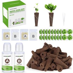 Ahopegarden 86PCS Hydroponic Pods Kit: Grow Anything Herb Kits with 600ml A&B Plant Food, 40 Grow Sponges, 40 Labels, 1 Tweezer  Hydroponics Supplies for Aerogarden&Most Brand Herb Garden