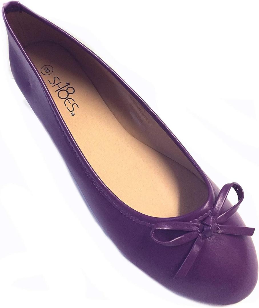 Shoes 18 Womens Ballerina Ballet Flats Shoe with Bow (8500 Purple)