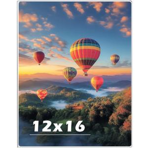 12 x 16 Acrylic Picture Frame, Horizontal/Vertical Clear Photo Frame for Wall with Tape, No Drilling Floating Hanging Frameless Picture Frame, Wall Mount Sign Holder 12x16 for Home, School, Office