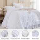 White Oversized King Comforter Set 120x120,Farmhouse Shabby Boho Chic Ruffle California King Bed Comforter Set French Country Rustic Bedding 3PCS (1 Ruffled Comforter+2 Pillow Shams)