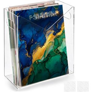 Noamus Acrylic Magazine Holder, Newspaper Stand Organizer with Handles, AntiSlip Clear File Rack, Modern Book Basket Box, Mail Storage Bin Space Saver for Home Office Bathroom Bedroom Living Room