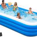Inflatable Swimming Pool, 130" x 72" x 22" Oversized Thickened Blow Up Pool with Pump, Swimming Pools for Adults, Family, Backyard, Lawn, Garden, Summer Water Party