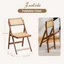 Furlide Rattan Folding Chair, Modern Mid Century Dining Chairs Set of 1, Comfy Outdoor Bamboo Chairs for Bedroom Living Room Reading Room Dining Kitchen, Walnut, 19.7 inches x 20.5 inches x 31.9 inches