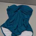 Eomenie Women's Push Up Wrap Front Swimsuit One Piece Tummy Control Bathing Suits Bandeau Support Slimming Swimwear, Medium, Bright Cyan