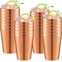 Tanlade 24 Pcs Anodized Hammered Copper Tumbler 14 oz Aluminum Iced Coffee Cold Drink Cup Stackable Copper Cups Mirror Finish Metal Mugs for Drinking Adults Travel Everyday Use