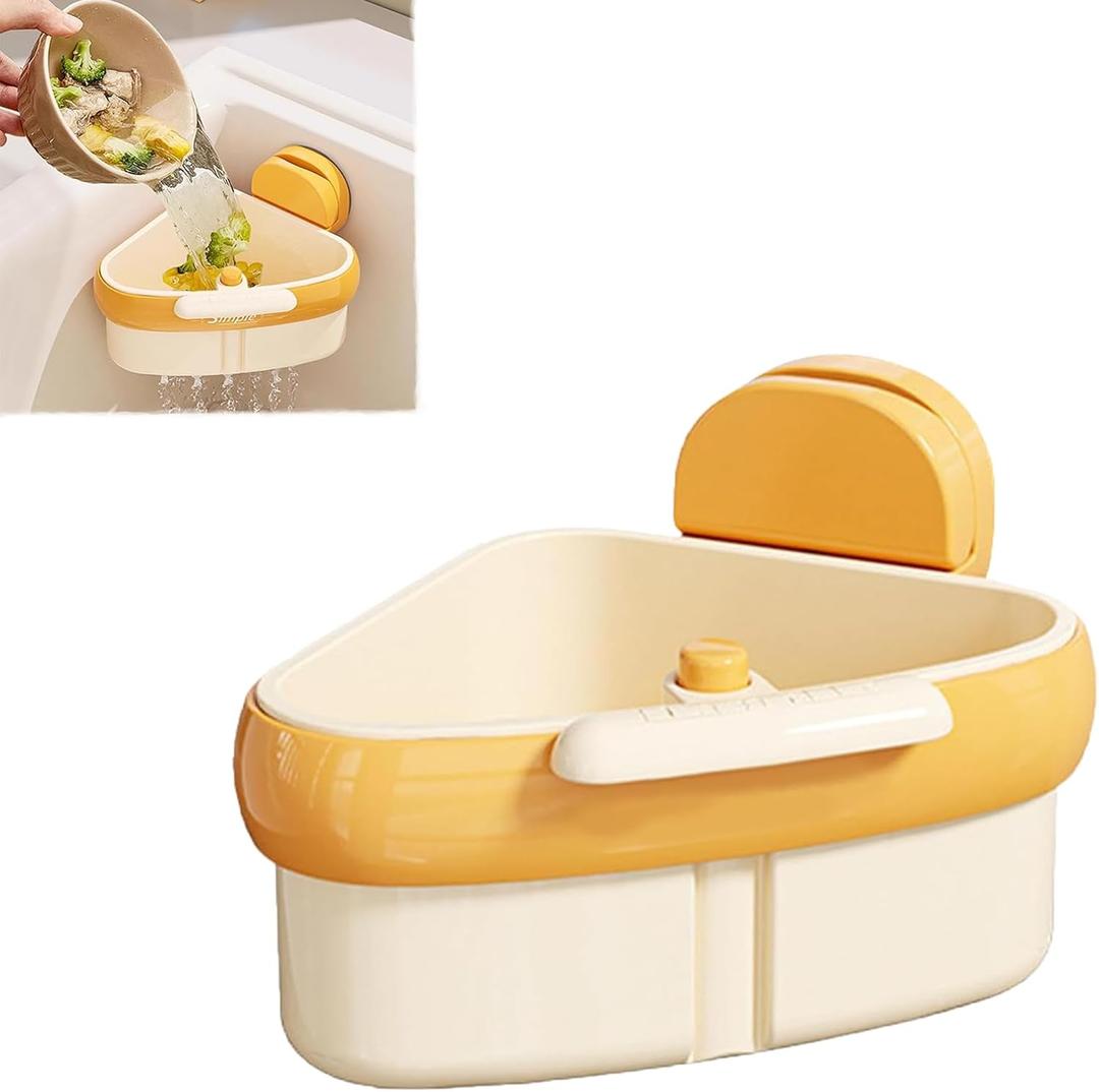 Kitchen Sink Drain Strainer,2025 New Upgraded Suction Cup Press Sink Drainer Basket,Automatic Dumping Sink Food Catcher Basket,Faucet Sponge Storage Rack Kitchen Organization Accessories