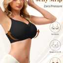 Ellareese Wireless Bras for Women with Support V Mesh No Underwire Everyday Bras Full Coverage Push Up Bralette (Black, XXL)