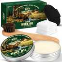 4-in-1 Mink Oil Leather Conditioner and Cleaner 3.52 oz - Premium Waterproof Formula for Leather Cowboy Boots,Shoes,Saddles & Bags with Horsehair Brush, Sponge & Microfiber Cloth