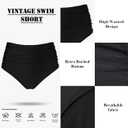 Halter V Neck Push Up Swimsuit Padded High Waisted Ruched Bottom Two Piece Bikini Set Bathing Suit for Women (Black)