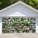 13 x 6 ft Stone Brick Wall Garage Door Backdrop, Vintage Textured Stone Rock Ancient Wall Overgrown Adventure Theme Garage Door Cover Decoration Indoor Outdoor Decor Banner Cover (N2245)