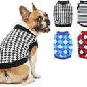4 Pack Cat Shirts Small Dog Boy T Shirt Striped Dogs Clothes Plaid Dog Sweaters for Boys Houndstooth Printed Dog Tshirts Puppy T-Shirt for Small Dogs (Large (8.8-13.2lb))