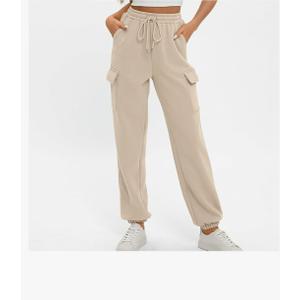 Women's Cargo Sweatpants Oversized Fleece Drawstring Joggers Fall Fashion Outfits Y2k Clothes with Pockets, S