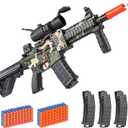 Realistic Toy Foam Blaster Gun - Electric Sniper Rifle with Scope 120 Soft Bullets 3 Magazines, Automatic Dart Gun for Boy Ages 8-12 Years Old, Indoor Outdoor Gifts for Adult Kid Christmas Birthday (Camouflage)