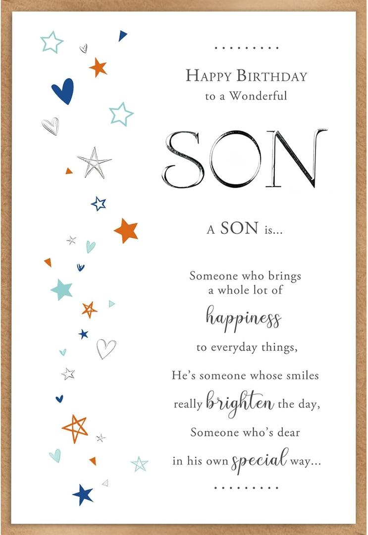 3 x Son Birthday Card, Birthday Cards Gifts for Son from Mom Dad Parents, 8 x 5.3 inches