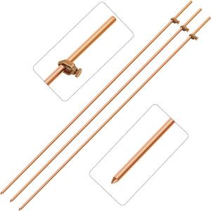 Gisafai 3 Pcs 4 ft Grounding Rod with Clamp, Electrical Copper Ground Rod for Electric Fences Satellite Dishes Generator Grounding Earthing
