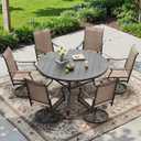Soohow Round Outdoor Patio Dining Table, 47" Round Patio Table with 1.57" Umbrella Hole, Metal Outdoor Dining Tables for Patio, Graden, Backyard and Poolside, 47" Dia