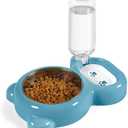 Dog Bowls, Cat Food and Water Bowl Set with Water Dispenser and Stainless Steel Bowl for Cats and Small Dogs - Blue