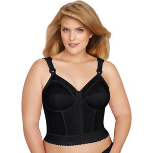Exquisite Form 5107530 FULLY Slimming Wireless Back & Posture Support Longline Bra with Front Closure (38D, Black)