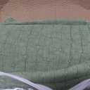 Sanracie Stonewashed Cotton Coverlet King Size(110"x98"), Green Cross Stitch Pattern Quilt Bedding Set 3Pcs Extra Soft Breathable Crinkle Quilted Bedspread Set for All Season