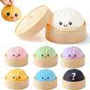 Dumpling Squishy Stress Ball Mystery Box, Slow Rising Glitter Squishy Dumpling Toy with Steamer, Soft Stress Relief Fidget Toys for Kids and Adults, Anxiety, Sensory Bun Squeeze Ball Party Favors