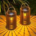 2-Pack Solar Lanterns Outdoor Hanging Portable Table Top Decorative Lamp DIY Lantern Lights Water-Resistant for Outside Patio Yard Garden Porch