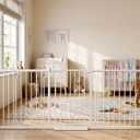 Extra Wide Baby Gate 85.8-90.5 Inch, Pressure Mounted No Drilling, for Stairs & Doorways, Metal White Indoor Safety Gate for Kids and Dogs