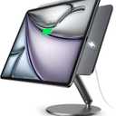 LULULOOK [Upgrade Magnetic Wireless Charging Stand for iPad Pro 12.9 3rd/4th/5th/6th, Foldable Aluminum Alloy Desk Arm Mount with 360 Rotating Base for iPad Air 13" M4(2026)/M3/M2, Cable Included