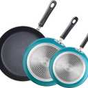 Cook N Home Nonstick Frying Pans Set 3 Piece, 8, 9.5, 11-Inch Kitchen Cooking Skillets Saute Fry Pan Induction Compatible, Turquoise