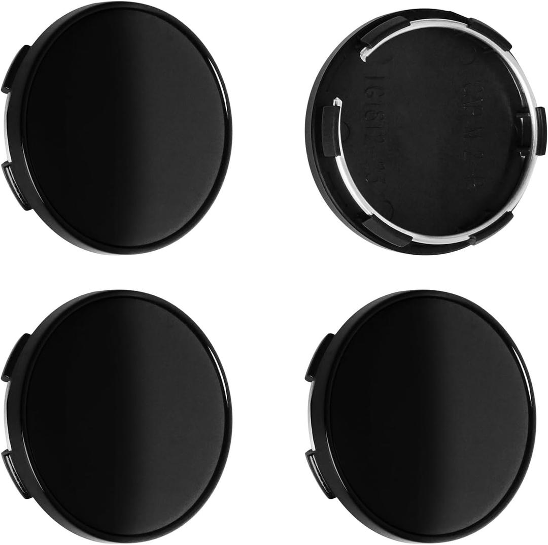 2.2Inch 56MM Wheel Center Caps, Pack of 4 (Gloss Black, Outer 56MM, Inner 53MM, Easy DIY Installation), Outer 56.4MM , Inner 52.9MM