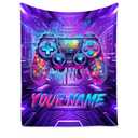 Jekeno Gaming Blanket Gifts for Boys Teens Girls Men Women Christmas Birthday Blue Video Game Gamepad Decor Home Bedroom Living Room Kids Adults Soft Cozy Warm Plush Sherpa Throw 50"x60"