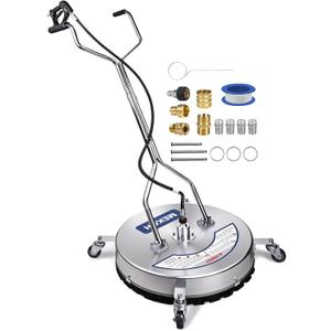 MEKOH Pressure Washer Surface Cleaner 24'', 4500PSI Stainless Steel Surface Cleaner Attachment with Wheels, Power Washer Accessory for Driveway Sidewalk Curb Deck Patio Cleaning, 3/8'' Quick-Connect
