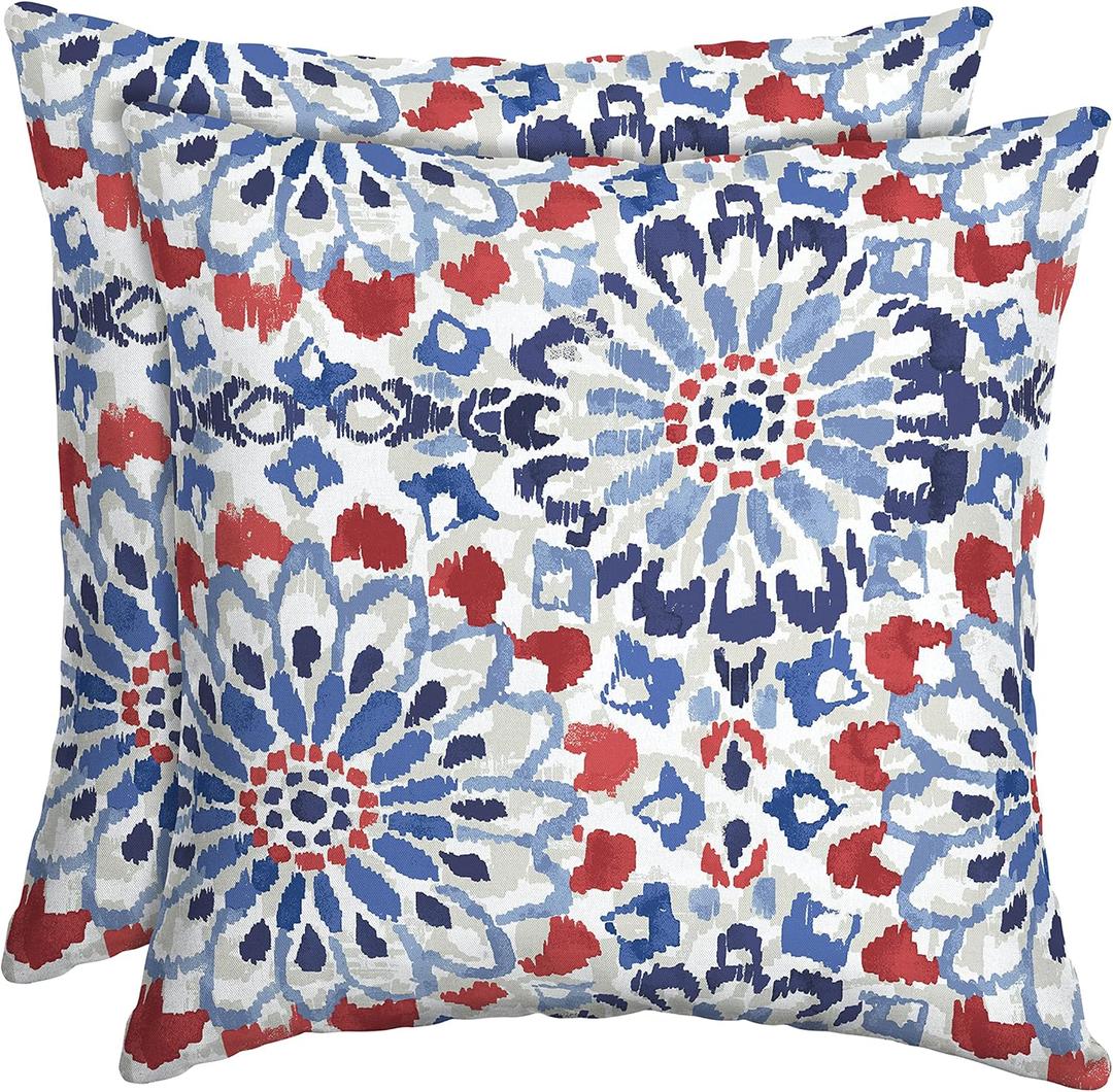 Arden Outdoor Toss Pillow, 2 Pack, 16 x 16, Rain-Proof, Fade Resistant Clark Blue