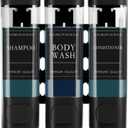 Shower Soap Dispenser No Drill, 3 Chamber Wall Mounted Shampoo and Conditioner Dispenser for Bathroom Hotel Large Capacity (Black)