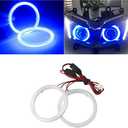 Qasim 1-Pair Blue 80MM 63SMD COB LED Halo Ring Angel Eyes with lampshade Cover Led DRL Fog Light Lamp 12V 24V