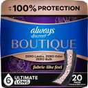Always Discreet Boutique Adult Incontinence Bladder Leak Pads for Women, Ultimate Absorbency, Long Length, Up to 100% Bladder Leak Protection, 20 Count