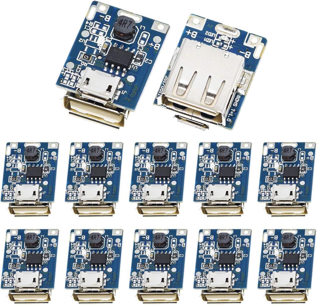 12PCS 5V 1A Boost Power Supply Module Lithium Battery Li-ion Charging Protection Board 134N3P DIY Charger LED Display USB and Micro Port