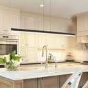 Artop 47" Linear Pendant Light 20W Minimalist Hanging LED Island Chandelier Light Fixture for Kitchen Island Dinning Room Commercial Office Matte Black