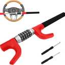 Car Steering Wheel Lock Car Lock Adjustable Length Safety Steering Lock Anti-Theft Device, Heavy Duty Steering Wheel Lock for Trucks Pickup RV SUV Van, Red