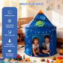 Rocket Space Ship Play Tent for Kids with Star Lights, Astronaut Themed Pop-Up Playhouse for Indoor & Outdoor, Foldable Space Adventure Gift for Boys and Girls